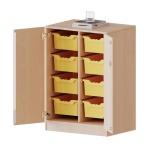 ErgoTray Schrank, 2reihig, 2,5 OH, zweitürig, n, mit 8 hohen Boxen, B/H/T 70,3x100x50cm 